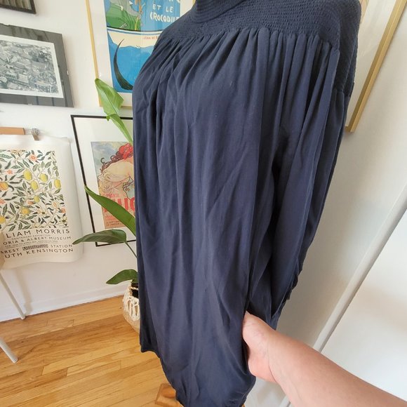 UNIQLO Women’s L Midi Belted Dress with Smocked Collar - Picture 6 of 7